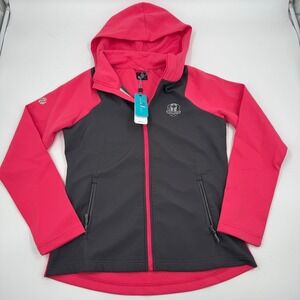 Levelwear Verve Camila Hooded Jacket Womens Medium Pink Grey Ryder Cup 2020‎ NWT